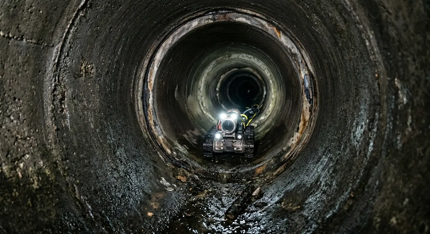 Robotic sewer camera inspecting pipe interior for Drain Snake Service in Imperial